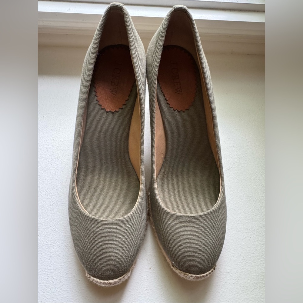 J.Crew Green Espadrille Wedges